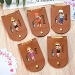 Personalised Cartoon Golf Character Name Portable Leather Cribbage Board Set with 2 Tracks 4 Pegs Travel Party Game Birthday Gift for Cribbage Lovers