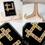 Personalised Names Family Crossword Art Wood Frame Painting with Stand Home Decor Housewarming Wedding Gift for Family Friend