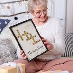 Personalised Names Family Crossword Art Wood Frame Painting with Stand Home Decor Housewarming Wedding Gift for Family Friend