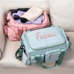 Borsa impermeabile a più scomparti personalizzata con tracolla e nome adatto per weekend o sport regalo di compleanno per donne