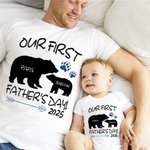 Personalized Our First Father's Day Together Father and Baby Matching Set 100% Cotton Shirt with Names Father's Day Gift for Baby New Dad