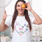 Personalized 1-12 Names Easter Eggs Bunny Heart T-shirt Sweatshirt Easter Mother's Day Gift for Mom Grandma
