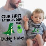 Personalized Our First Father's Day Together Father and Baby Matching Set 100% Cotton Shirt with Names Father's Day Gift for Baby New Dad