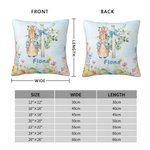 Personalized Floral Cross Peter Rabbit Eggs Soft Throw Pillow Cover with Name Home Decor Easter Birthday Baby Shower Gift for Kids Family
