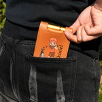 Personalised Cartoon Golf Character Name Portable Leather Cribbage Board Set with 2 Tracks 4 Pegs Travel Party Game Birthday Gift for Cribbage Lovers