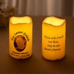 Personalisierte Porträt LED-Kerze mit Namen Datum Flammenlos Batteriebetrieben Sympathie Memorial Geschenk zum Verlust eines Geliebten Menschen