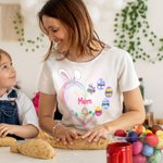 Personalized 1-12 Names Easter Eggs Bunny Heart T-shirt Sweatshirt Easter Mother's Day Gift for Mom Grandma