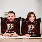 Fodera per cuscino personalizzata con cuore doppio stellato personaggio nome e data decorazione per la casa regalo di San Valentino per coppie