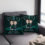 Fodera per cuscino personalizzata con cuore doppio stellato personaggio nome e data decorazione per la casa regalo di San Valentino per coppie