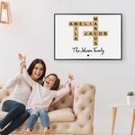 Personalized Family Crossword Puzzle Art Canvas Poster Framed Frameless Painting with Name and Title Home Decor Housewarming Gift for Family Friends