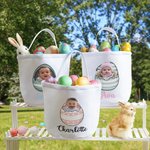 Personalized Photo Craked Broken Eggshell Bow Easter Egg Basket with Name Easter Party Birthday Gift for Boys Girls