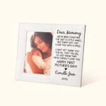 Personalized Leather Picture Frame with Engraved Name and Year from Baby First Mother Day Gift for New Mom