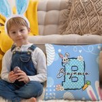 Personalized Cute Easter Bunny Initial Soft Throw Pillow Cover with Name Home Decor Easter Party Gift for Boys Girls