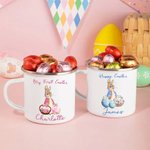Personalised Happy Easter Bunny Egg 12oz Enamel Mug with Name Easter Party Birthday Gift for Kids Family