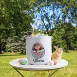 Personalized Photo Craked Broken Eggshell Bow Easter Egg Basket with Name Easter Party Birthday Gift for Boys Girls