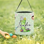 Gepersonaliseerd schattig Bunny initiaal 1-3 portret foto ontwerp herbruikbare paasmand met handvat en naam Paaseierenjacht cadeau voor kinderen
