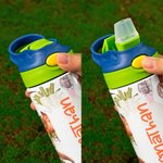 Bouteille d'eau isotherme 12oz avec paille en silicone Couvercle anti-déversement et poignée Cadeau d'anniversaire pour les enfants