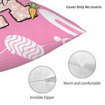 Personalized Cute Easter Bunny Initial Soft Throw Pillow Cover with Name Home Decor Easter Party Gift for Boys Girls