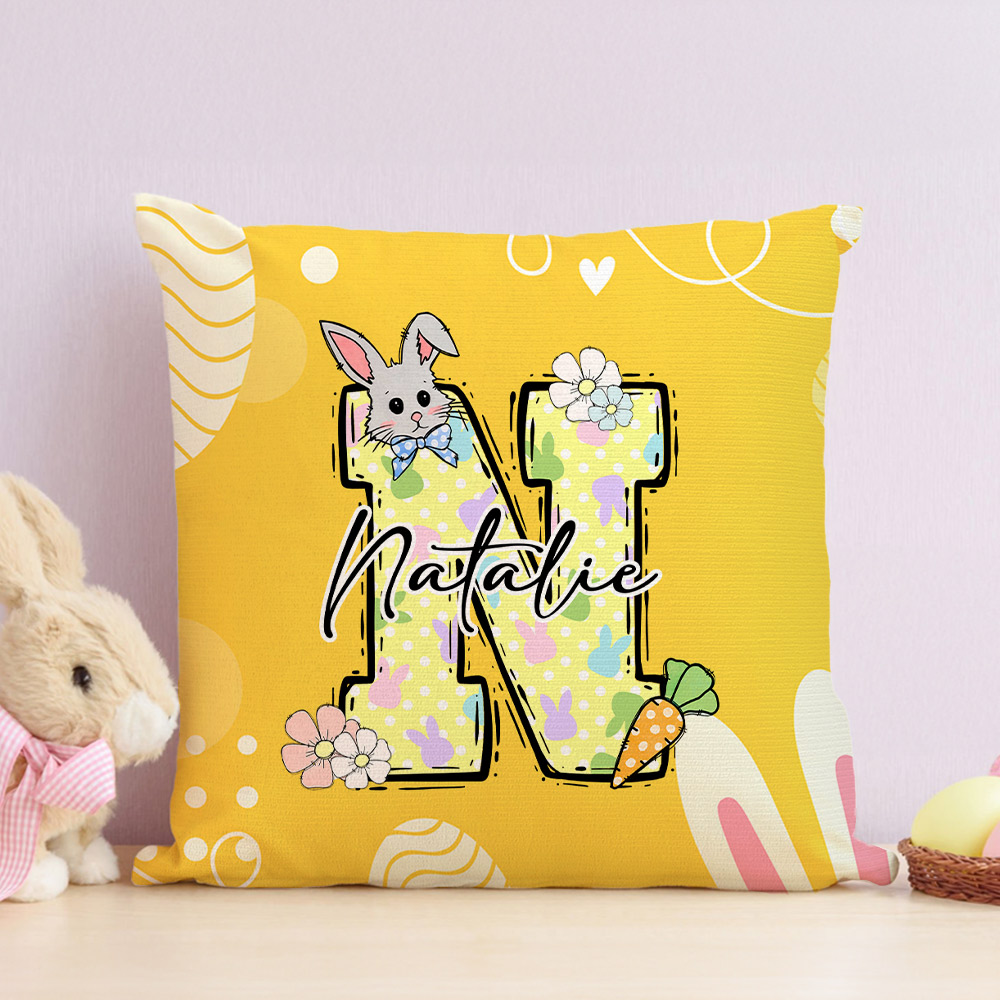 2 Federe Cuscino Pasquale 40x40 Cm - Lino Con Coniglietto, Decorazione Casa - Foto 5