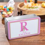 Personalized Peter Rabbit Plaid Biscuit Tin Box with Name and Initial Easter Party Storage Accessories Gift for Kids