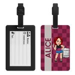 Personalized Y2K Cartoon Character Colorful Plaid Luggage Tag with Name Travel Accessories Birthday Gift for Women Men Y2K Lovers