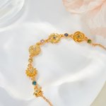 Personalisierte zierliche 1-5 Geburt Blume Birthstone gemischte Charme Armband Familie Schmuck Muttertag Jahrestag Geburtstag Geschenk für Frauen