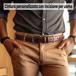 Cintura da uomo personalizzata con monogramma e nome inciso fatta a mano in pelle regalo di San Valentino per festa del papà e anniversario per uomo