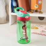 Personalisierte Cartoon Character Name 475 ml Kind Wasserflasche mit Strohhalm und Spill-Proof-Deckel Geburtstag zurück zu Schule Geschenk für Mädchen