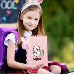 Personalized Easter Eggs Cartoon Character Spiral Notebook and Pom Pom Pen Set with Initial and Name Back to School Easter Gift for Boys Girls