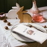 Personalized Sleeping Bunny in A Basket Linen Reusable Napkin with Name Table Decor Easter Housewarming Gift for Family