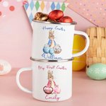 Personalised Happy Easter Bunny Egg 12oz Enamel Mug with Name Easter Party Birthday Gift for Kids Family