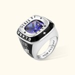 Personalized Engraved Stamp Ring with Birthstone Class of 2025 Mementos Jewellery Graduation Gift for Graduates