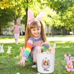 Personalized Photo Craked Broken Eggshell Bow Easter Egg Basket with Name Easter Party Birthday Gift for Boys Girls