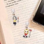 Personalized Cartoon Character Birth Flower Anti-Dust Plug Charm Accessory for iPhone Android Type-C Birthday Gift for Friends Family