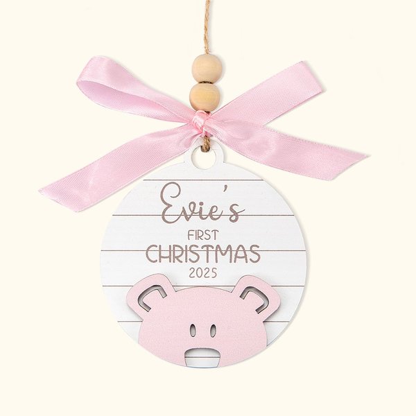 Wooden Baby's First Christmas Ornament with Name