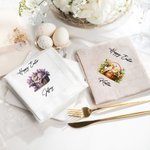Personalized Sleeping Bunny in A Basket Linen Reusable Napkin with Name Table Decor Easter Housewarming Gift for Family