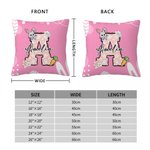 Personalized Cute Easter Bunny Initial Soft Throw Pillow Cover with Name Home Decor Easter Party Gift for Boys Girls