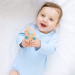 Personalised Cute Rabbit Silicone Beads Wooden Baby Rattle Sensory Toy with Engraved Name Easter Baby Shower Gift for Newborn Baby