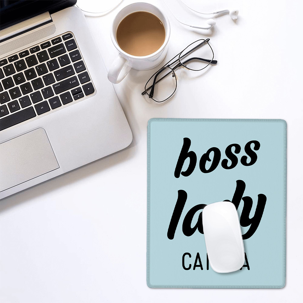 Tapis de souris antidérapant personnalisé Boss Lady avec nom Accessoire d'ordinateur Bureau Cadeau d'anniversaire pour ami Famille Collègue