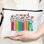 Personalisierte bunte Buchstaben florale Buch Bleistift Leinen Handtäschchen Make-up Tasche mit Namen Wertschätzung zurück zu Schule Geschenk für Lehrer