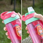 Personalisierte Cartoon Character Name 475 ml Kind Wasserflasche mit Strohhalm und Spill-Proof-Deckel Geburtstag zurück zu Schule Geschenk für Mädchen