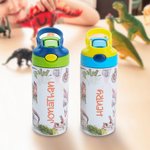 Bouteille d'eau isotherme 12oz avec paille en silicone Couvercle anti-déversement et poignée Cadeau d'anniversaire pour les enfants