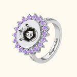 Personalized Engraved School Badge Family Crest Signet Ring with Birthstone Graduation Gift for Graduates Family