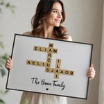 Personalized Family Crossword Puzzle Art Canvas Poster Framed Frameless Painting with Name and Title Home Decor Housewarming Gift for Family Friends