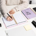 Personalized Complex Lines Birth Flower 2025 A5 Calendar Planner Notebook with Name Birthday Graduation Gift for Colleagues Friends