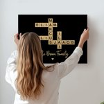 Personalized Family Crossword Puzzle Art Canvas Poster Framed Frameless Painting with Name and Title Home Decor Housewarming Gift for Family Friends