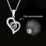Collar personalizado de plata esterlina con corazón hueco y proyección de foto con Te amo en 100 idiomas regalo de cumpleaños para ella