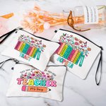 Personalisierte bunte Buchstaben florale Buch Bleistift Leinen Handtäschchen Make-up Tasche mit Namen Wertschätzung zurück zu Schule Geschenk für Lehrer