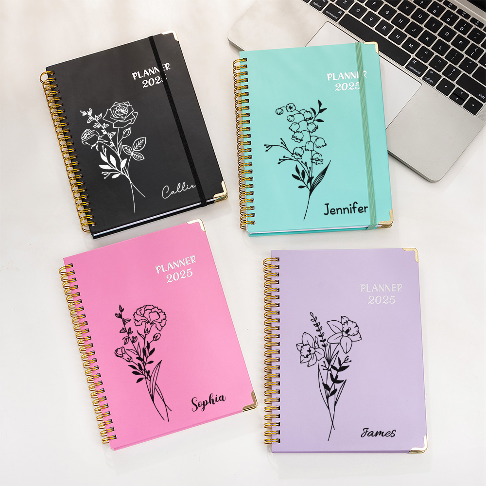 Segnalibro Magnetico Personalizzato In Pelle - Con Fiore Del Mese Di Nascita E Nome, Regalo Elegante Per Lettori