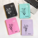 Personalized Complex Lines Birth Flower 2025 A5 Calendar Planner Notebook with Name Birthday Graduation Gift for Colleagues Friends